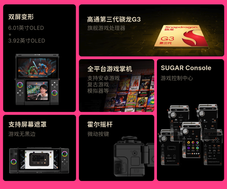 壹号本推出壹号方糖SUGAR 1双屏变形掌机，骁龙G3 Gen 3加持